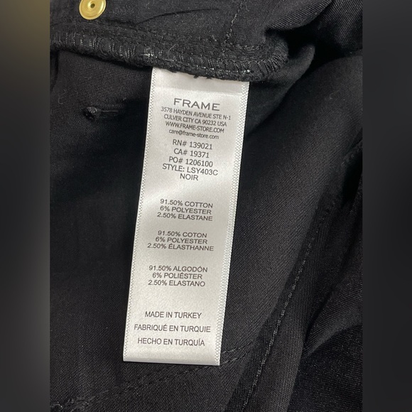 Frame High Rise Straight Coated  Stretchy Jeans in Noir Womens Size 29 - Picture 11 of 14